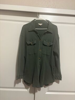 Terra & Sky Sage Green Waffle Knit Shacket size 0X